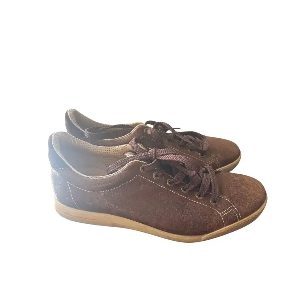 Ecco Golf Shoes Men's 7 40 Brown Leather Low Top Athletic Spikeless Sneakers z1